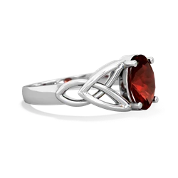 Garnet Celtic Trinity Knot 14K White Gold ring R2389