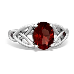 Garnet Celtic Trinity Knot 14K White Gold ring R2389