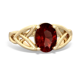 Garnet Celtic Trinity Knot 14K Yellow Gold ring R2389