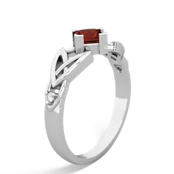 Garnet Celtic Knot Princess 14K White Gold ring R3349