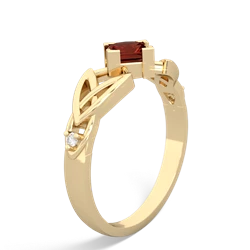 Garnet Celtic Knot Princess 14K Yellow Gold ring R3349