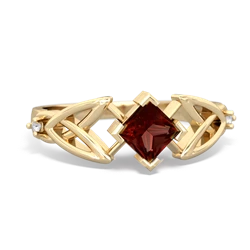 Garnet Celtic Knot Princess 14K Yellow Gold ring R3349