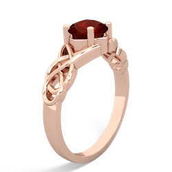 Garnet Checkerboard Cushion Celtic Knot 14K Rose Gold ring R5000