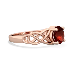 Garnet Checkerboard Cushion Celtic Knot 14K Rose Gold ring R5000