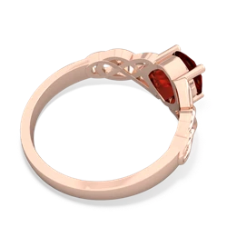 Garnet Checkerboard Cushion Celtic Knot 14K Rose Gold ring R5000