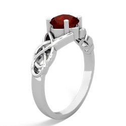 Garnet Checkerboard Cushion Celtic Knot 14K White Gold ring R5000