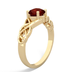 Garnet Checkerboard Cushion Celtic Knot 14K Yellow Gold ring R5000