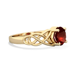 Garnet Checkerboard Cushion Celtic Knot 14K Yellow Gold ring R5000