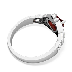 Garnet Claddagh Celtic Knot Diamond 14K White Gold ring R5001