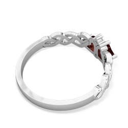 Garnet Heart To Heart Braid 14K White Gold ring R5870