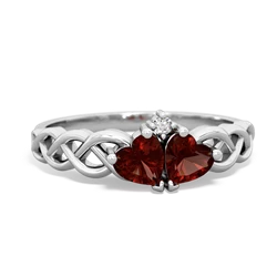 Garnet Heart To Heart Braid 14K White Gold ring R5870