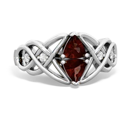 Garnet Keepsake Celtic Knot 14K White Gold ring R5300