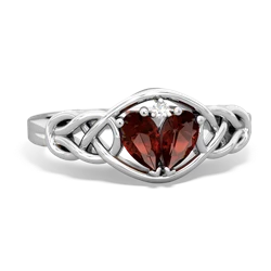 Garnet Celtic Love Knot 14K White Gold ring R5420