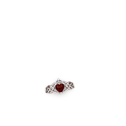 Thumbnail for Garnet Claddagh Celtic Knot 14K White Gold ring R2367 - profile view