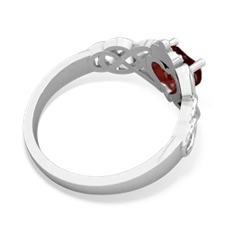 Garnet Claddagh Celtic Knot 14K White Gold ring R2367