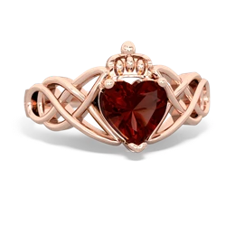 Garnet Claddagh Celtic Knot 14K Rose Gold ring R2367