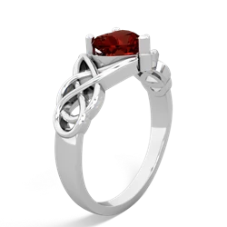 Garnet Claddagh Celtic Knot 14K White Gold ring R2367