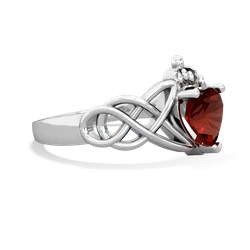 Garnet Claddagh Celtic Knot 14K White Gold ring R2367