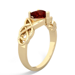 Garnet Claddagh Celtic Knot 14K Yellow Gold ring R2367