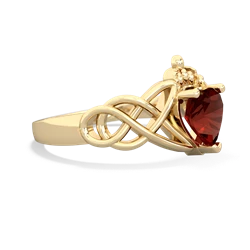 Garnet Claddagh Celtic Knot 14K Yellow Gold ring R2367