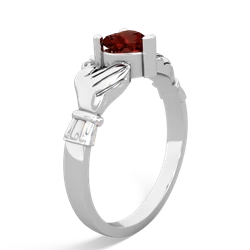 Garnet Claddagh 14K White Gold ring R2370