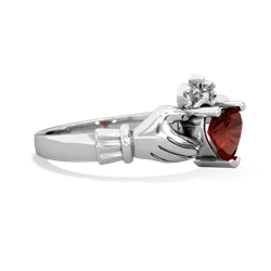 Garnet Claddagh 14K White Gold ring R2370