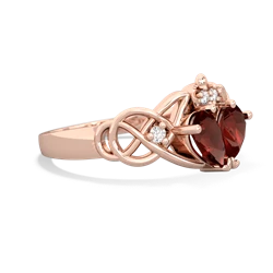 Garnet 'One Heart' Celtic Knot Claddagh 14K Rose Gold ring R5322