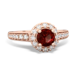 Garnet Diamond Halo 14K Rose Gold ring R5370