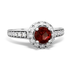 Garnet Diamond Halo 14K White Gold ring R5370