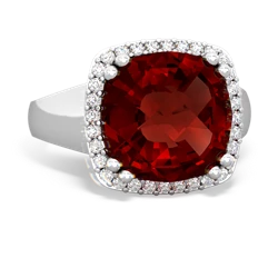 Garnet Halo Cocktail 14K White Gold ring R2544