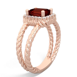 Garnet Rope Split Band 14K Rose Gold ring R2628