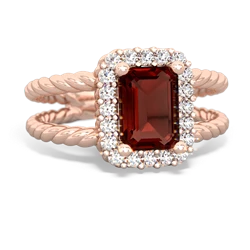 Garnet Rope Split Band 14K Rose Gold ring R2628