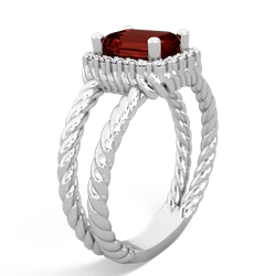 Garnet Rope Split Band 14K White Gold ring R2628