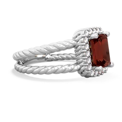 Garnet Rope Split Band 14K White Gold ring R2628