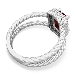 Garnet Rope Split Band 14K White Gold ring R2628