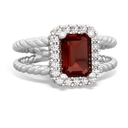 Garnet Rope Split Band 14K White Gold ring R2628