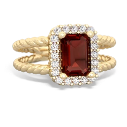 Garnet Rope Split Band 14K Yellow Gold ring R2628