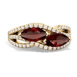 Garnet Diamond Rivers 14K Yellow Gold ring R3070