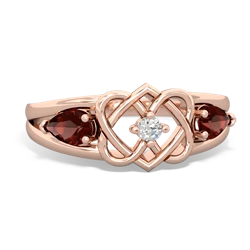 Garnet Hearts Intertwined 14K Rose Gold ring R5880