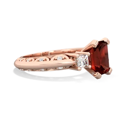 Garnet Art Deco Diamond 8X6 Emerald-Cut Engagement 14K Rose Gold ring R20018EM