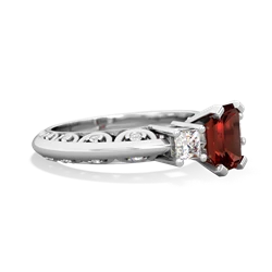 Garnet Art Deco Diamond 7X5 Emerald-Cut Engagement 14K White Gold ring R20017EM