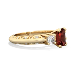 Garnet Art Deco Diamond 7X5 Emerald-Cut Engagement 14K Yellow Gold ring R20017EM