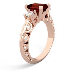 Garnet Art Deco Diamond 8X6 Emerald-Cut Engagement 14K Rose Gold ring R20018EM