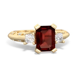 Garnet Art Deco Diamond 8X6 Emerald-Cut Engagement 14K Yellow Gold ring R20018EM