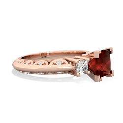 Garnet Art Deco Diamond Engagement 6Mm Princess 14K Rose Gold ring R2001