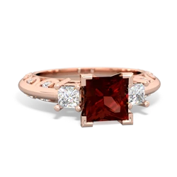 Garnet Art Deco Diamond Engagement 6Mm Princess 14K Rose Gold ring R2001