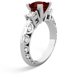 Garnet Art Deco Diamond Engagement 6Mm Princess 14K White Gold ring R2001