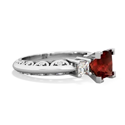 Garnet Art Deco Diamond Engagement 6Mm Princess 14K White Gold ring R2001