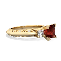 Garnet Art Deco Diamond Engagement 6Mm Princess 14K Yellow Gold ring R2001