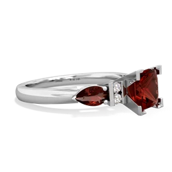 Garnet 6Mm Princess Eternal Embrace Engagement 14K White Gold ring C2002